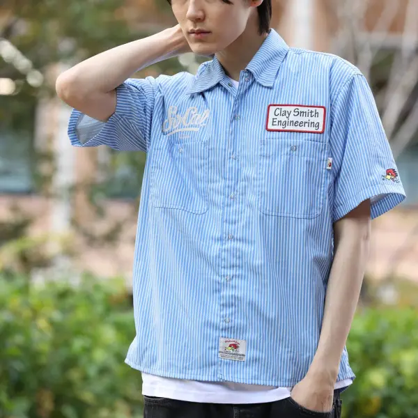 Mサイズ Clay Smith クレイスミス ネイビー 紺色 Speed Shop Tシャツ ムーンアイズ mooneyes 好きの方に かすれプリント 古着風 新品 クレイスミス CSY-3926 ロンＴ（グレー） サイズ LL Clay Smith バイク